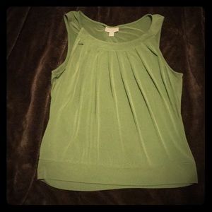 Olive Green pleated sleeveless blouse